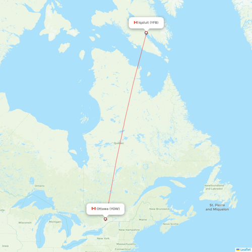 Canadian North flights between Iqaluit and Ottawa