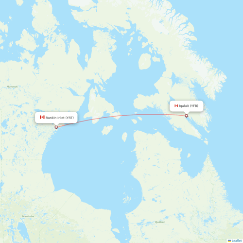 Canadian North flights between Iqaluit and Rankin Inlet