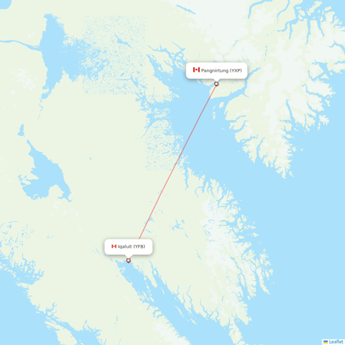 Canadian North flights between Iqaluit and Pangnirtung