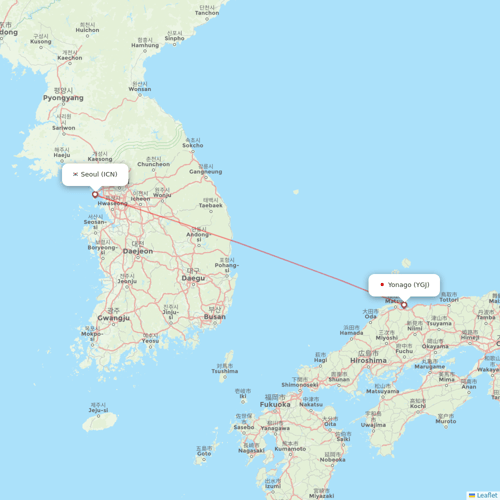 Air Seoul flights between Yonago and Seoul