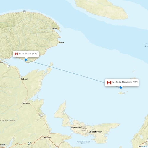 Pascan Aviation flights between Iles De La Madeleine and Bonaventure