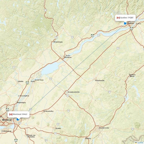 Pascan Aviation flights between Montreal and Quebec