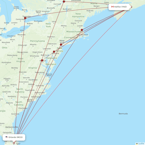 Austral flights between Halifax and Orlando