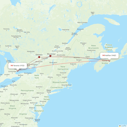 Porter Airlines flights between Halifax and Toronto