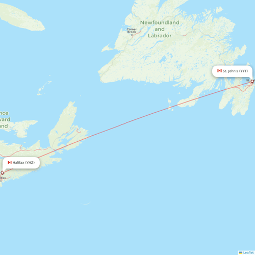 Air Canada flights between Halifax and St. John's