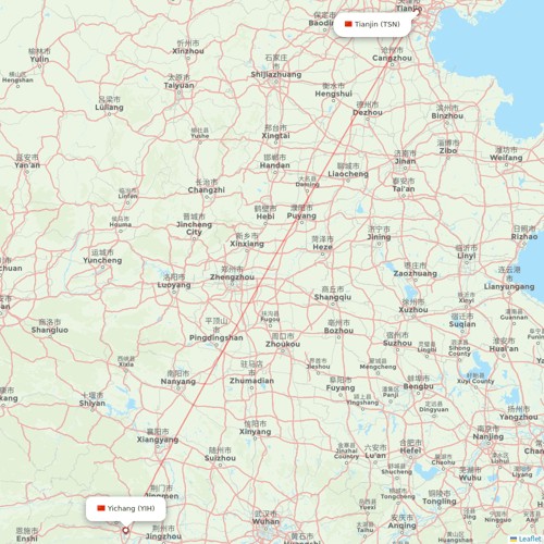 Guangxi Beibu Gulf Airlines flights between Yichang and Tianjin