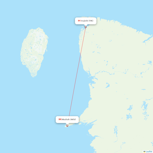 Air Inuit flights between Ivujivik and Akulivik