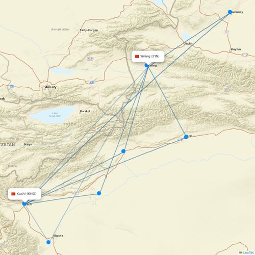 Chengdu Airlines flights between Yining and Kashi