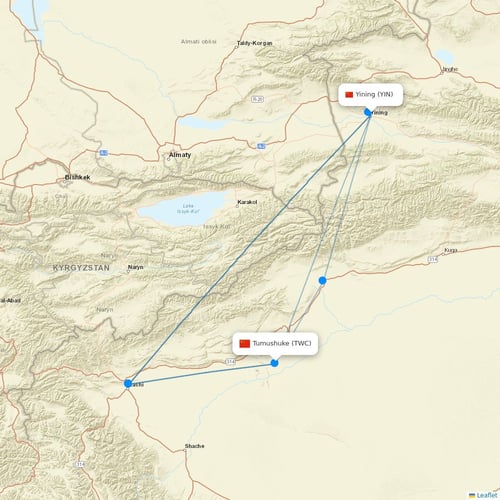Gestair flights between Yining and Tumushuke