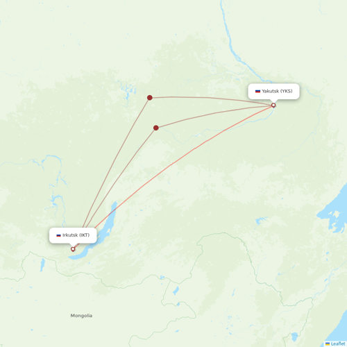 Yakutia flights between Yakutsk and Irkutsk