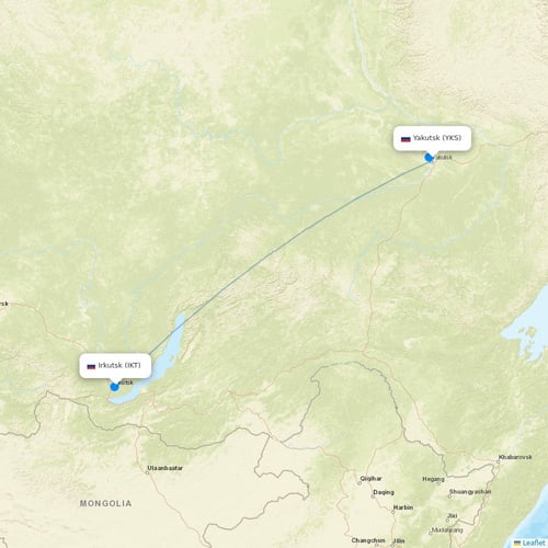 Yakutia flights between Yakutsk and Irkutsk