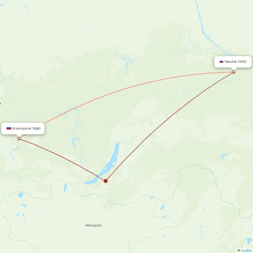 Aurora flights between Yakutsk and Krasnojarsk