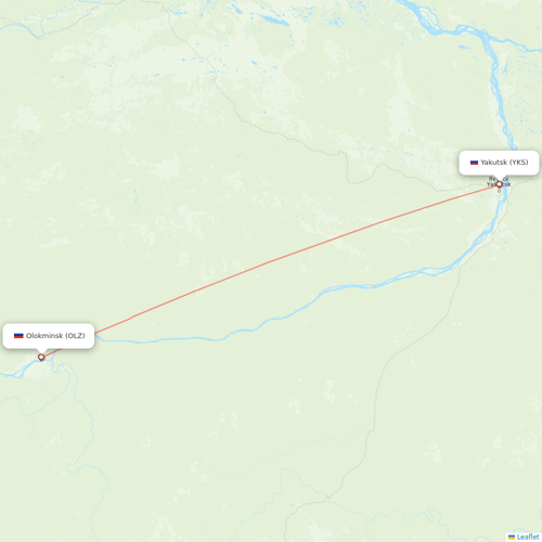 IrAero flights between Yakutsk and Olokminsk