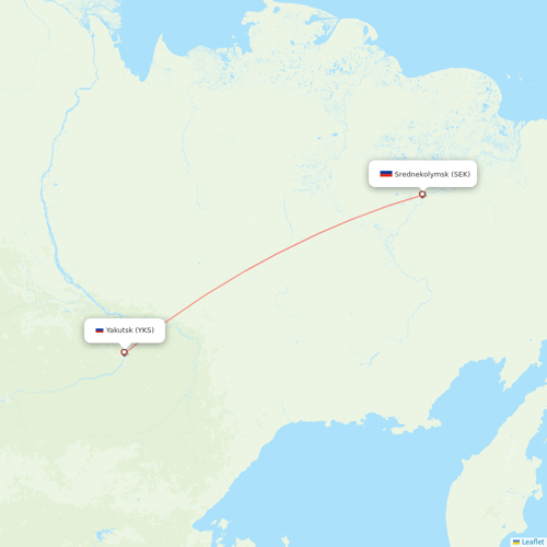 Yakutia flights between Yakutsk and Srednekolymsk
