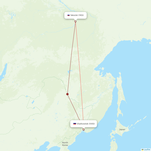 Yakutia flights between Yakutsk and Vladivostok