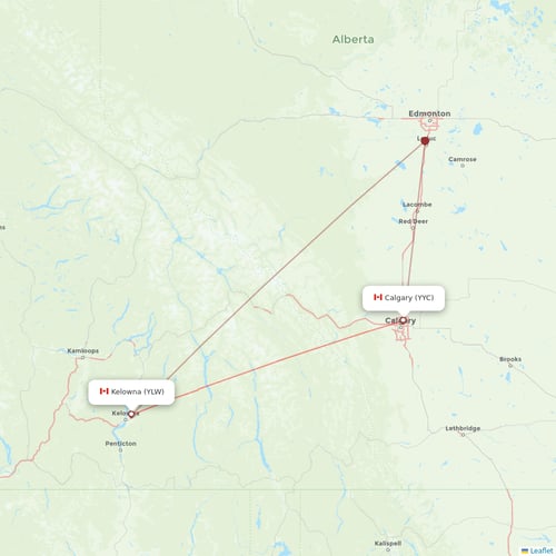 WestJet flights between Kelowna and Calgary