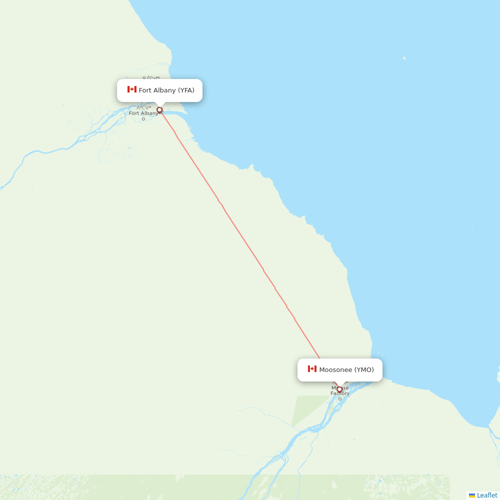 Air Creebec flights between Moosonee and Fort Albany