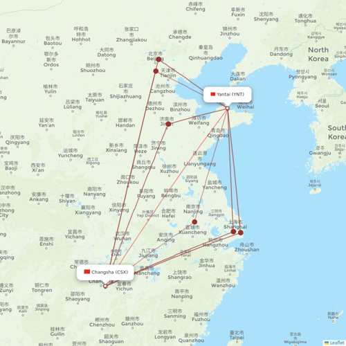 Joy Air flights between Yantai and Changsha