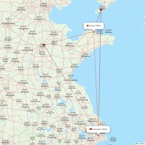 Shanghai Airlines flights between Yantai and Shanghai