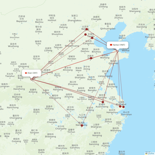 Joy Air flights between Yantai and Xian