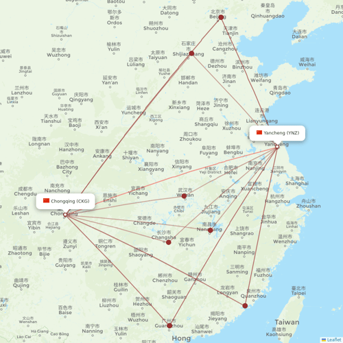 Chongqing Airlines flights between Yancheng and Chongqing