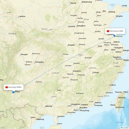 Lucky Air flights between Yancheng and Kunming
