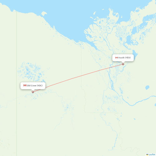 Air North flights between Old Crow and Inuvik