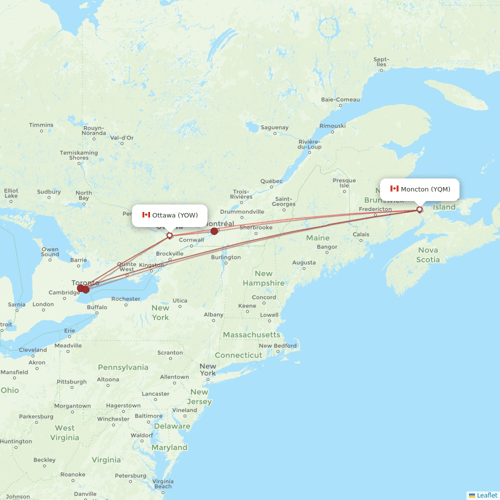 PAL Aerospace flights between Ottawa and Moncton