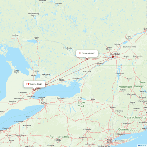 Porter Airlines flights between Ottawa and Toronto