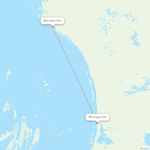 Air Inuit flights between Inukjuak and Umiujaq