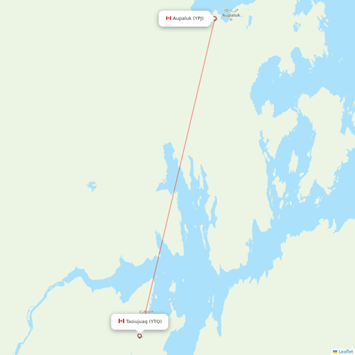 Air Inuit flights between Aupaluk and Tasiujuaq