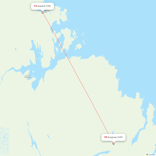 Air Inuit flights between Aupaluk and Kuujjuaq