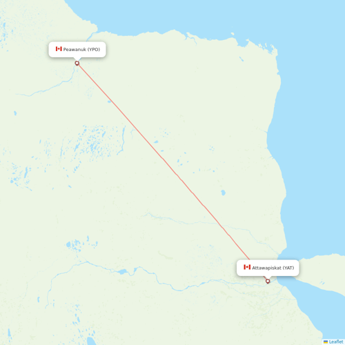 Air Creebec flights between Peawanuk and Attawapiskat