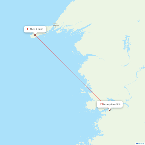 Air Inuit flights between Povungnituk and Akulivik