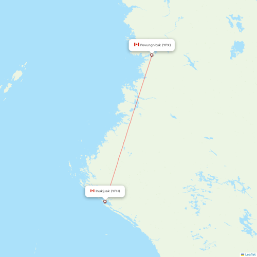 Air Inuit flights between Povungnituk and Inukjuak