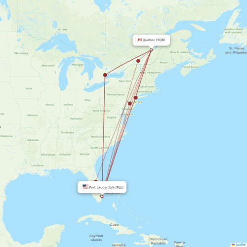 Air Transat flights between Quebec and Fort Lauderdale