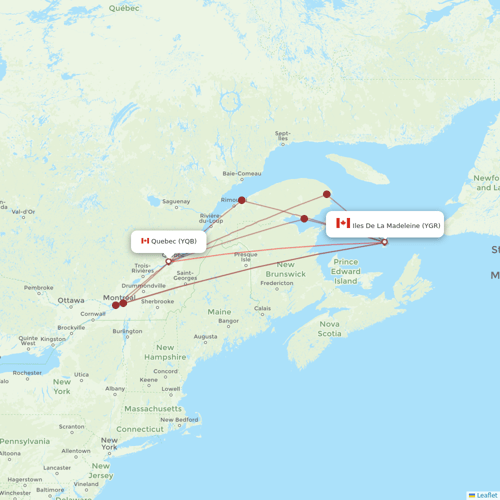 PAL Aerospace flights between Quebec and Iles De La Madeleine