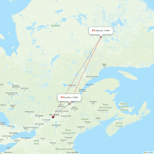 PAL Aerospace flights between Quebec and Wabush