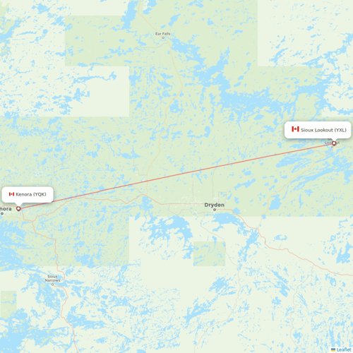 Bearskin Airlines flights between Kenora and Sioux Lookout