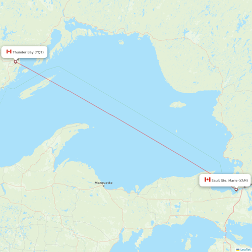 Bearskin Airlines flights between Thunder Bay and Sault Ste. Marie