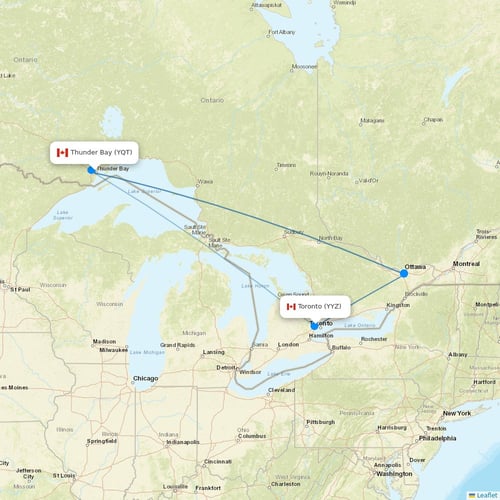 Flair Airlines flights between Thunder Bay and Toronto