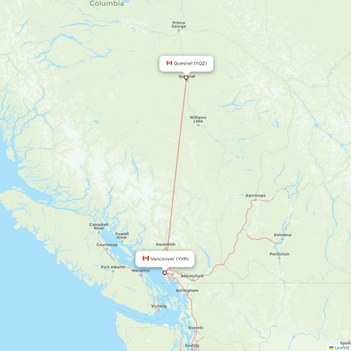CMA flights between Quesnel and Vancouver
