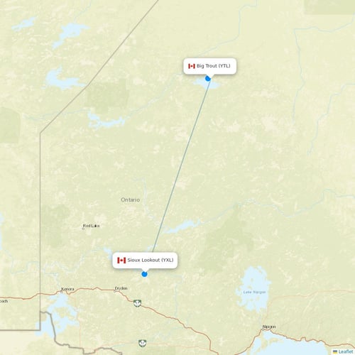 Air Antwerp flights between Big Trout and Sioux Lookout