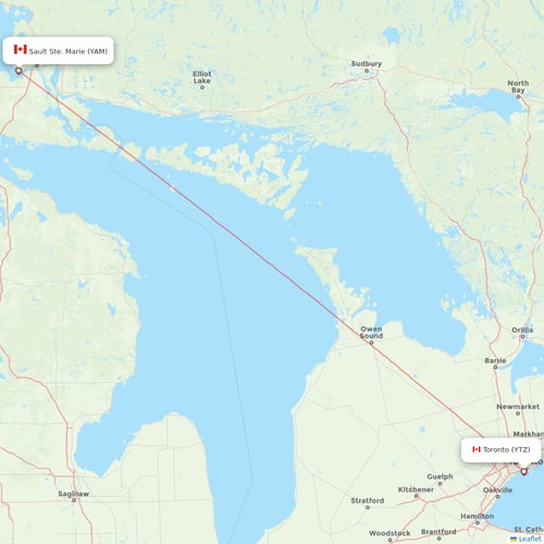 Porter Airlines flights between Toronto and Sault Ste. Marie