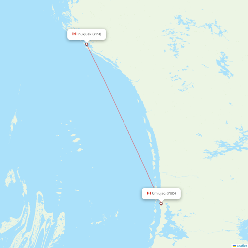 Air Inuit flights between Umiujaq and Inukjuak