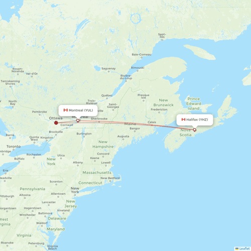 Porter Airlines flights between Montreal and Halifax