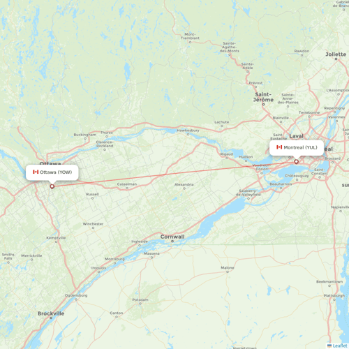 Air Canada flights between Montreal and Ottawa