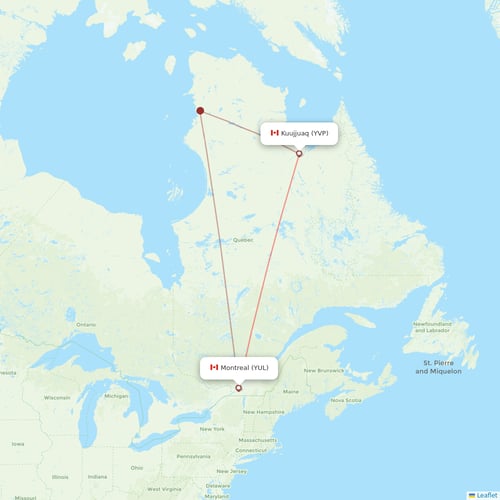 Canadian North flights between Montreal and Kuujjuaq