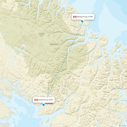Canadian North flights between Qikiqtarkuaq and Pangnirtung