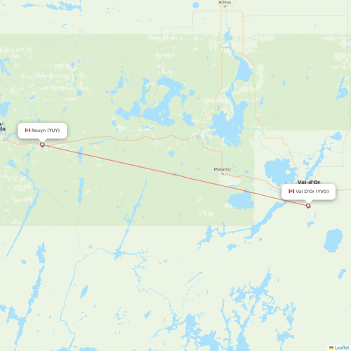 Air Liaison flights between Val D'Or and Rouyn